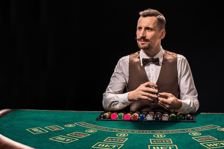 vintogel168 live-dealer table with blackjack cards and dealer broadcast